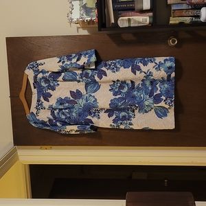 Adrianna Papell Blue and White Floral Dress-New With Tags